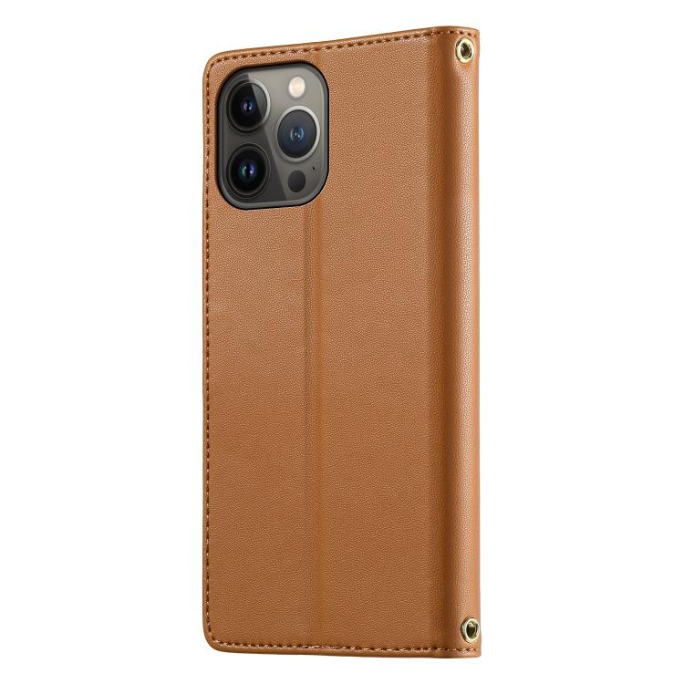 For iPhone 13 Pro Max Cute Cats Magnetic Closure Vegan Leather Phone Case with Strap