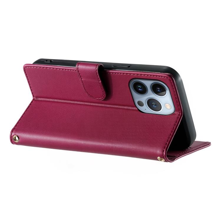 For iPhone 13 Pro Cute Cats Magnetic Closure Vegan Leather Phone Case with Strap