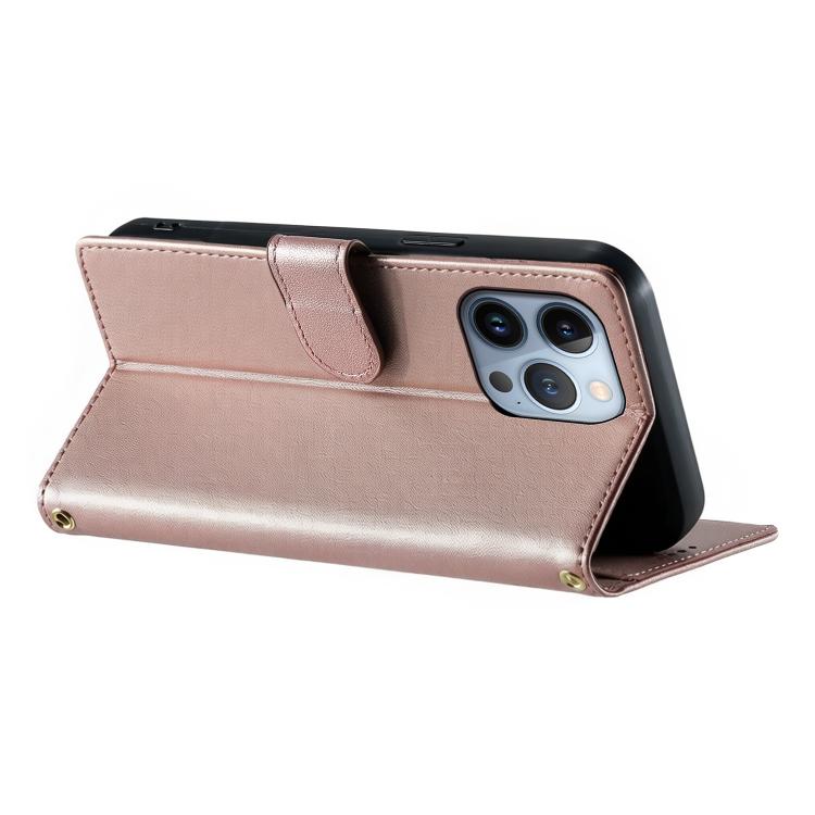 For iPhone 13 Pro Cute Cats Magnetic Closure Vegan Leather Phone Case with Strap