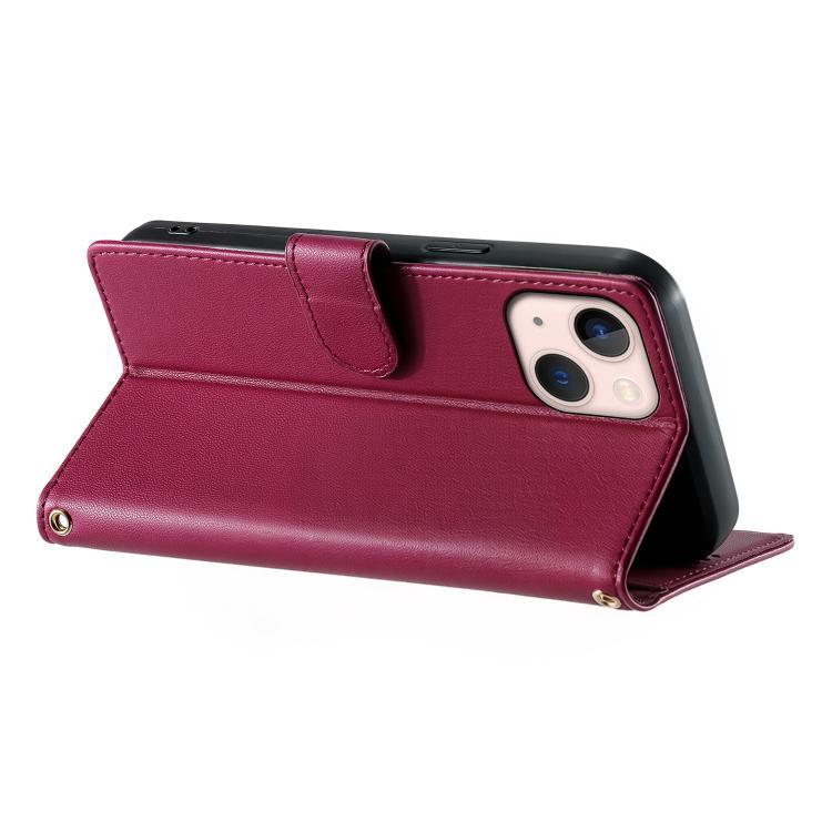 For iPhone 13 mini Cute Cats Magnetic Closure Vegan Leather Phone Case with Strap