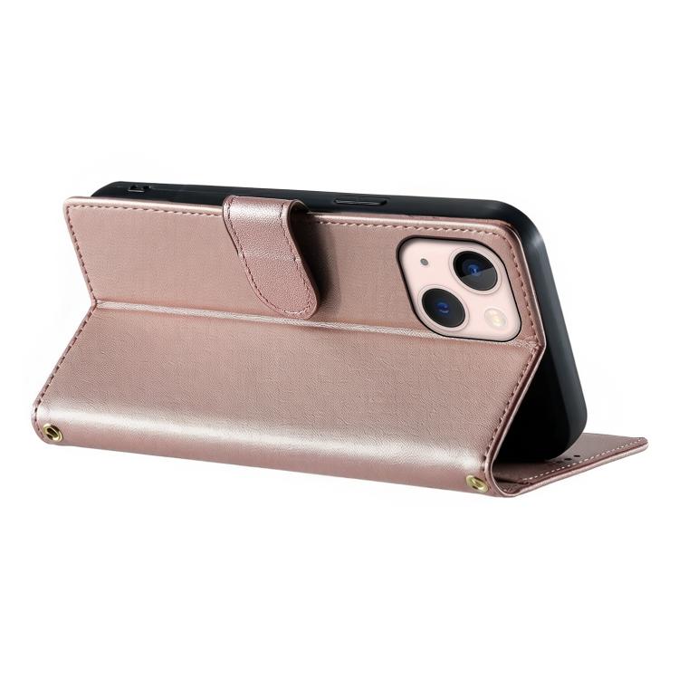 For iPhone 13 mini Cute Cats Magnetic Closure Vegan Leather Phone Case with Strap