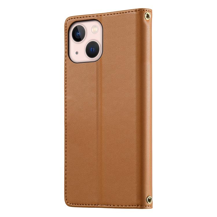 For iPhone 13 mini Cute Cats Magnetic Closure Vegan Leather Phone Case with Strap