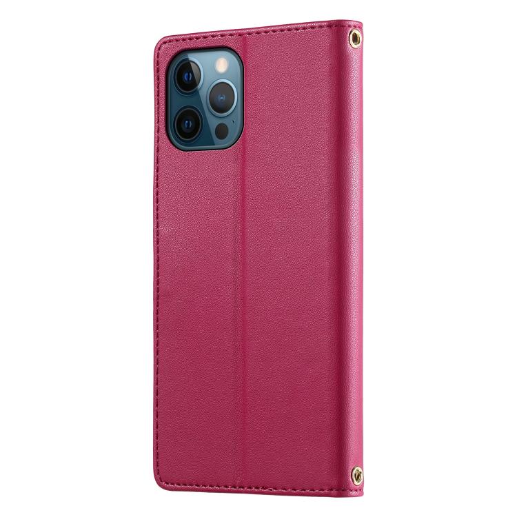 For iPhone 12 Pro Max Cute Cats Magnetic Closure Vegan Leather Phone Case with Strap