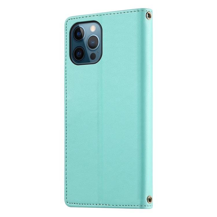 For iPhone 12 Pro Max Cute Cats Magnetic Closure Vegan Leather Phone Case with Strap