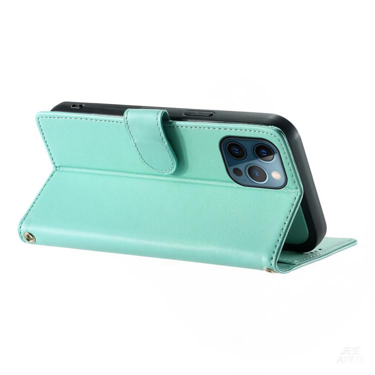 For iPhone 12 Pro Max Cute Cats Magnetic Closure Vegan Leather Phone Case with Strap