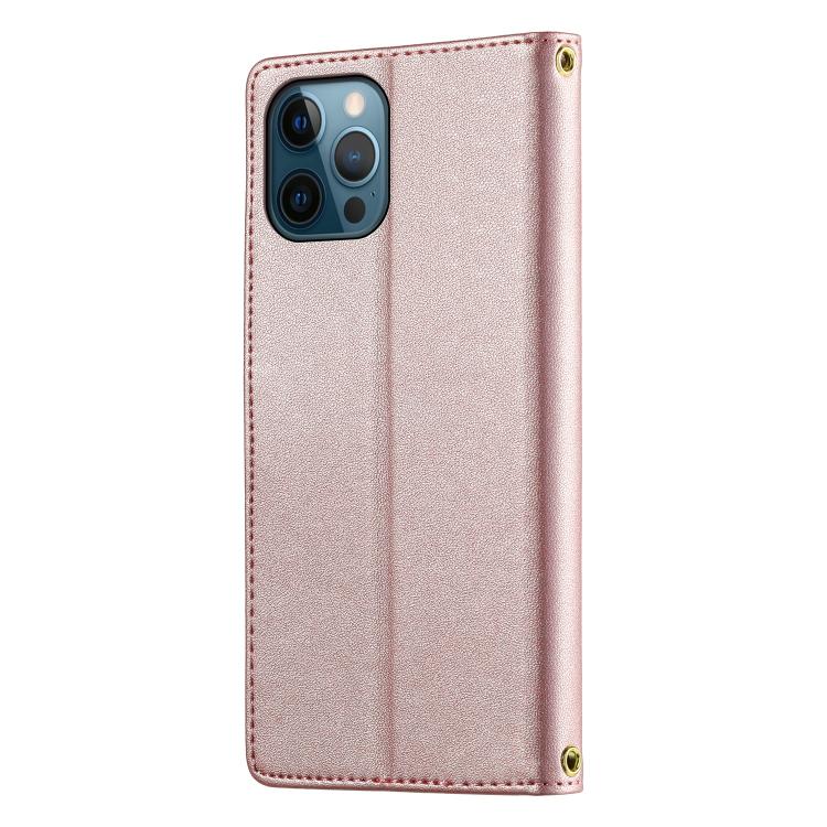 For iPhone 12 Pro Max Cute Cats Magnetic Closure Vegan Leather Phone Case with Strap