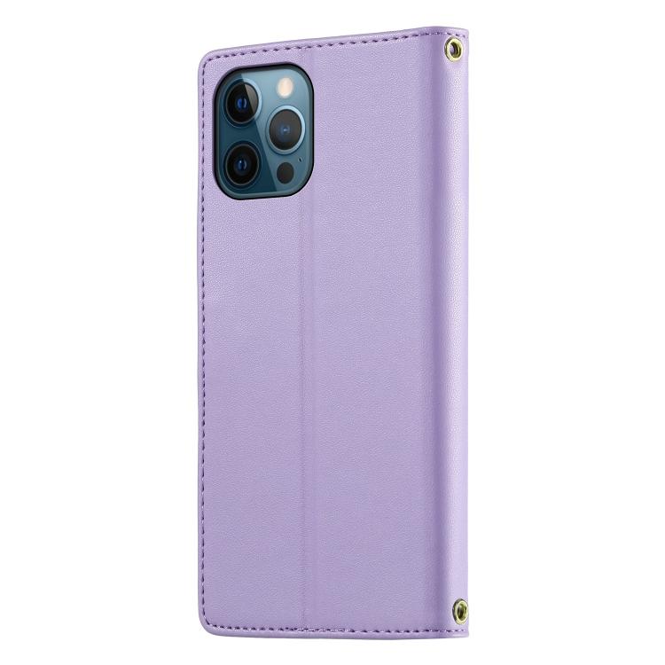 For iPhone 12 Pro Max Cute Cats Magnetic Closure Vegan Leather Phone Case with Strap