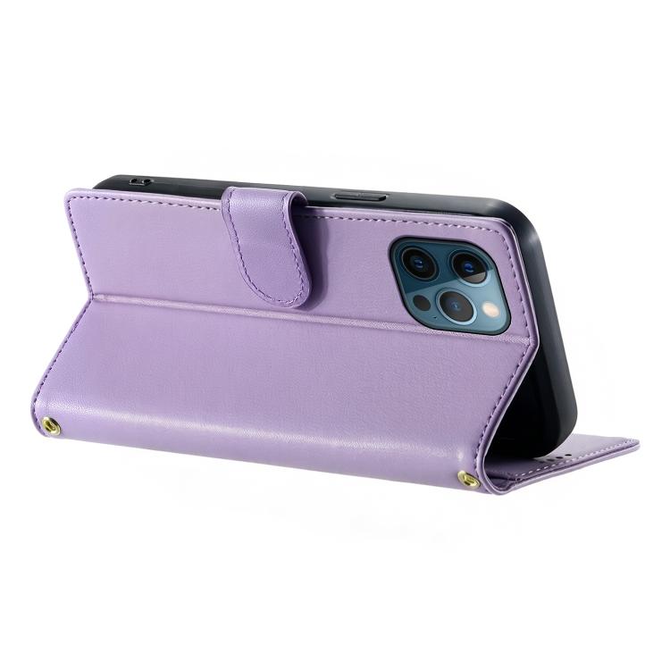 For iPhone 12 Pro Max Cute Cats Magnetic Closure Vegan Leather Phone Case with Strap