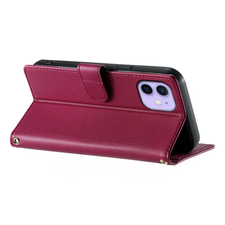 For iPhone 12 / 12 Pro Cute Cats Magnetic Closure Vegan Leather Phone Case with Strap
