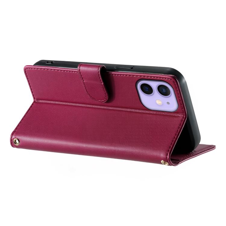 For iPhone 12 mini Cute Cats Magnetic Closure Vegan Leather Phone Case with Strap