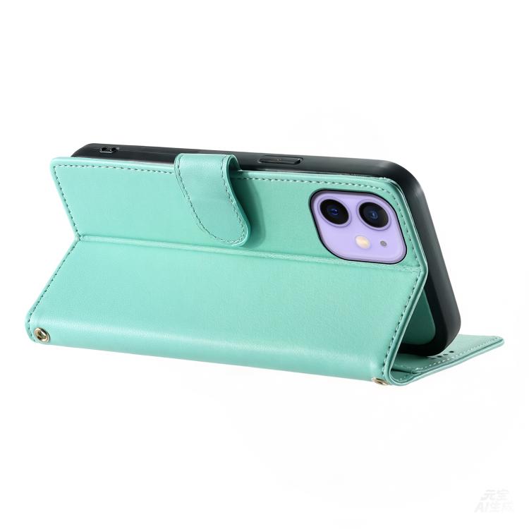 For iPhone 12 mini Cute Cats Magnetic Closure Vegan Leather Phone Case with Strap