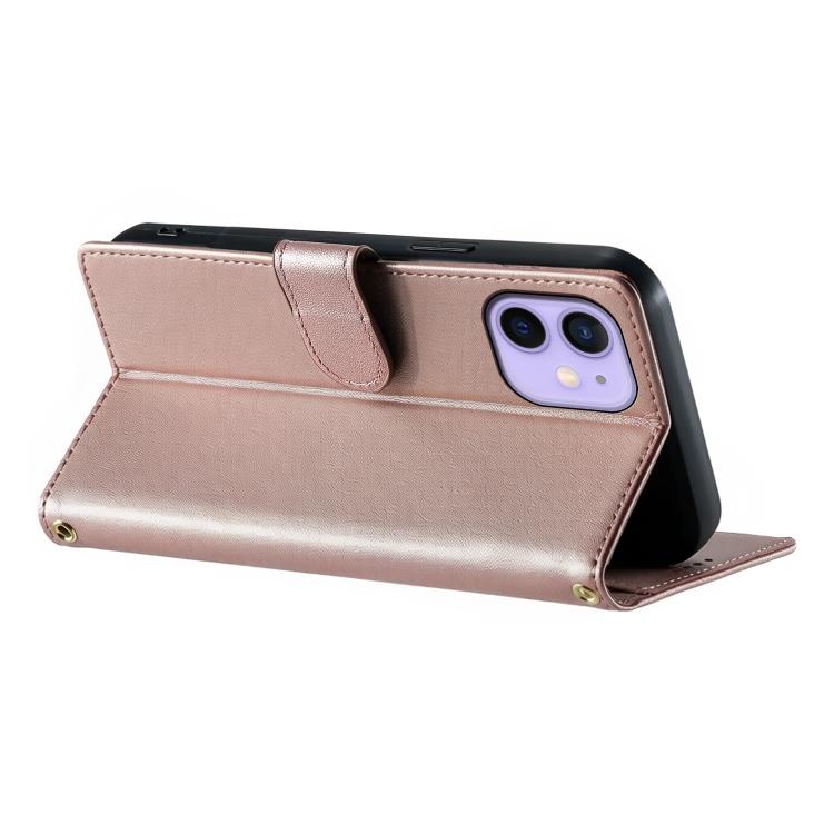 For iPhone 12 mini Cute Cats Magnetic Closure Vegan Leather Phone Case with Strap