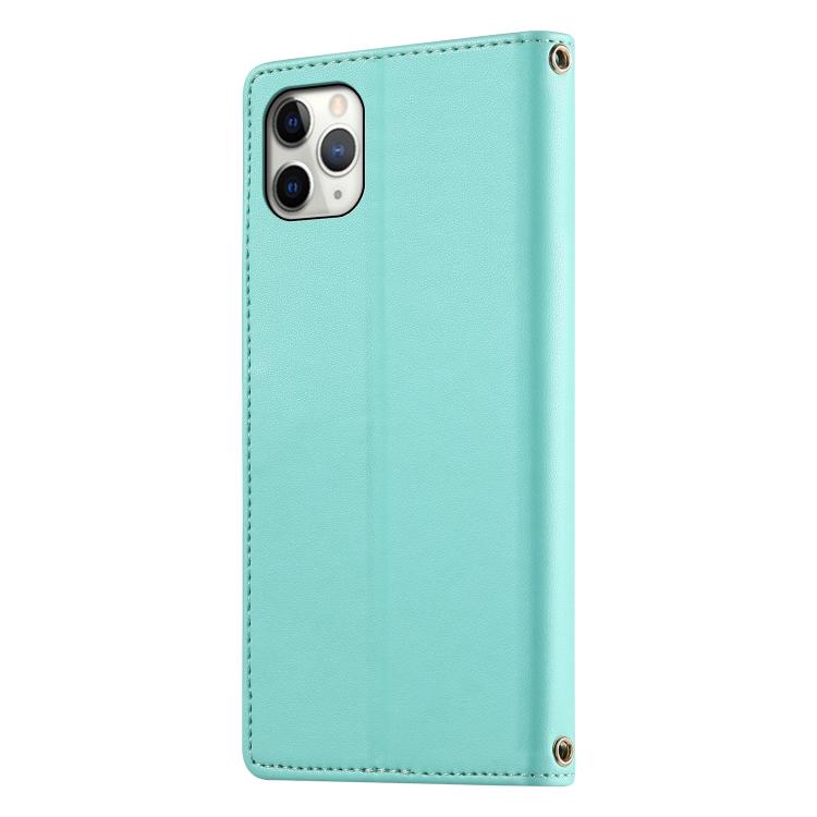 For iPhone 11 Pro Max Cute Cats Magnetic Closure Vegan Leather Phone Case with Strap