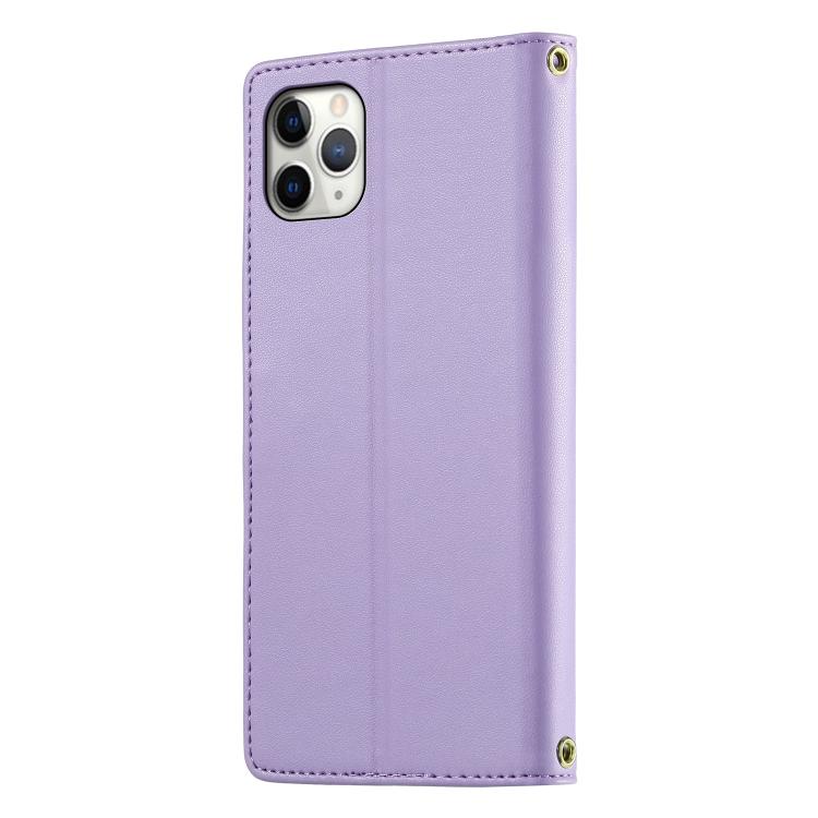 For iPhone 11 Pro Max Cute Cats Magnetic Closure Vegan Leather Phone Case with Strap