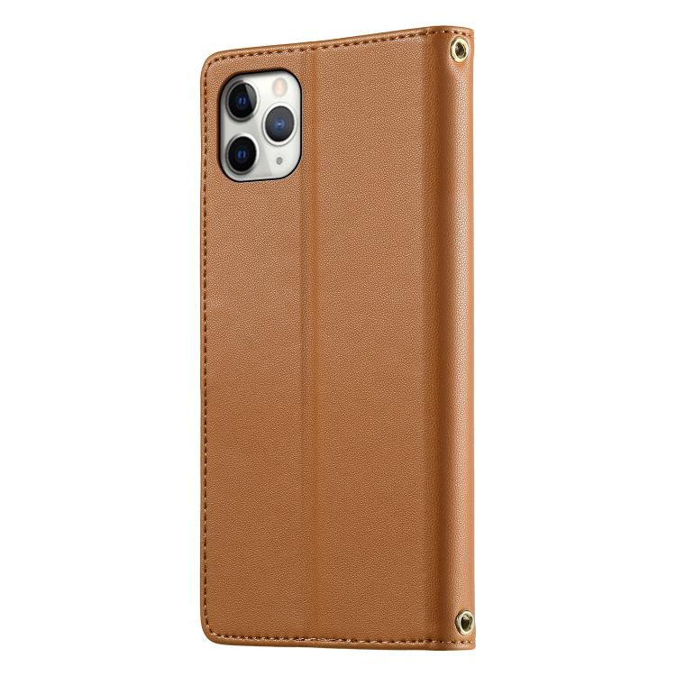 For iPhone 11 Pro Max Cute Cats Magnetic Closure Vegan Leather Phone Case with Strap