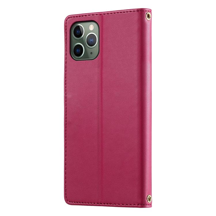 For iPhone 11 Pro Cute Cats Magnetic Closure Vegan Leather Phone Case with Strap