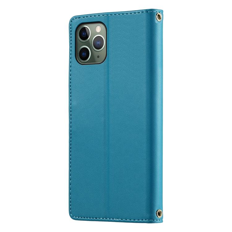 For iPhone 11 Pro Cute Cats Magnetic Closure Vegan Leather Phone Case with Strap