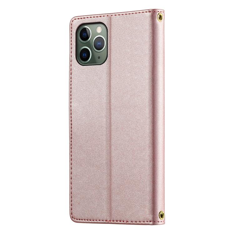 For iPhone 11 Pro Cute Cats Magnetic Closure Vegan Leather Phone Case with Strap