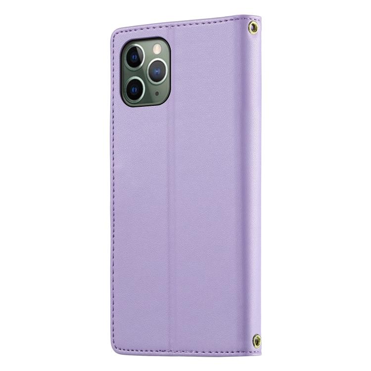 For iPhone 11 Pro Cute Cats Magnetic Closure Vegan Leather Phone Case with Strap