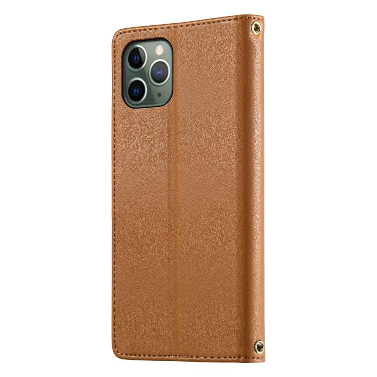 For iPhone 11 Pro Cute Cats Magnetic Closure Vegan Leather Phone Case with Strap