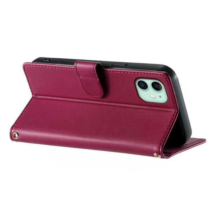 For iPhone 11 Cute Cats Magnetic Closure Vegan Leather Phone Case with Strap