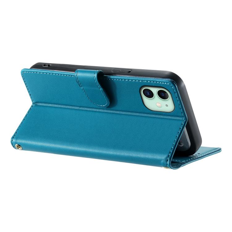 For iPhone 11 Cute Cats Magnetic Closure Vegan Leather Phone Case with Strap