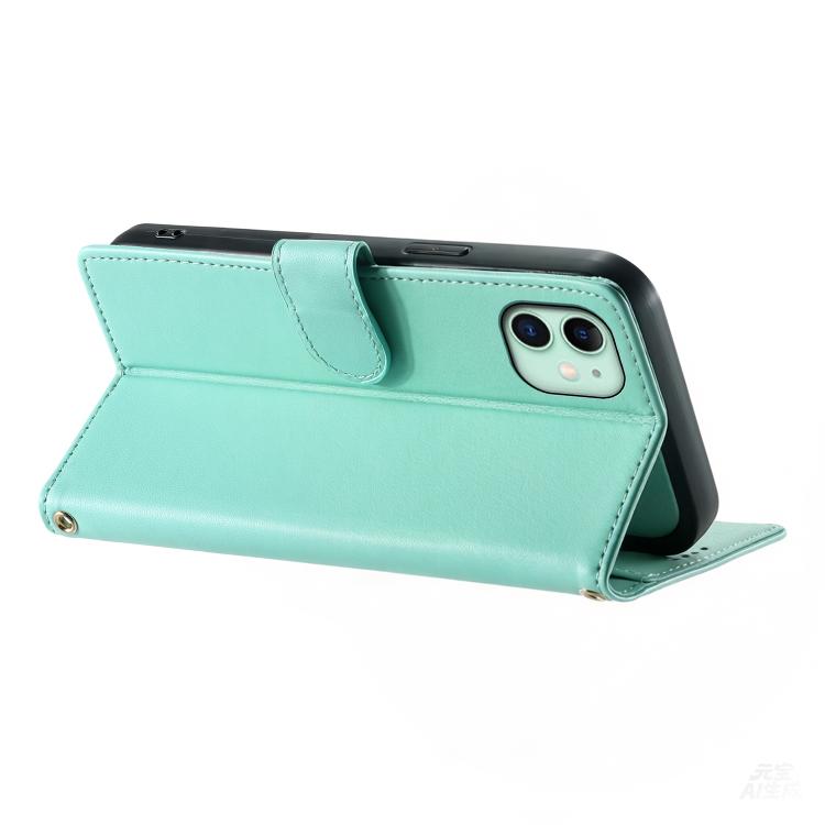 For iPhone 11 Cute Cats Magnetic Closure Vegan Leather Phone Case with Strap