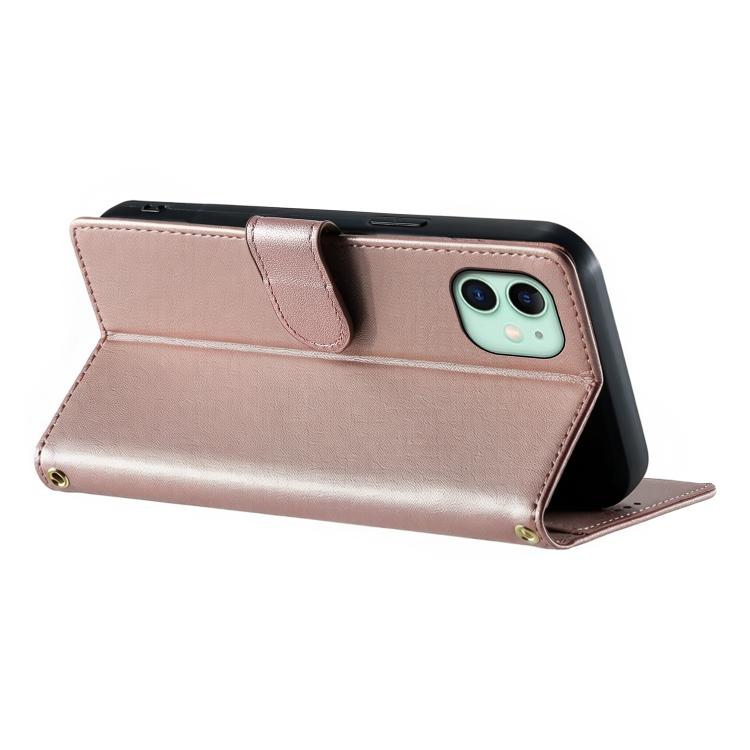 For iPhone 11 Cute Cats Magnetic Closure Vegan Leather Phone Case with Strap