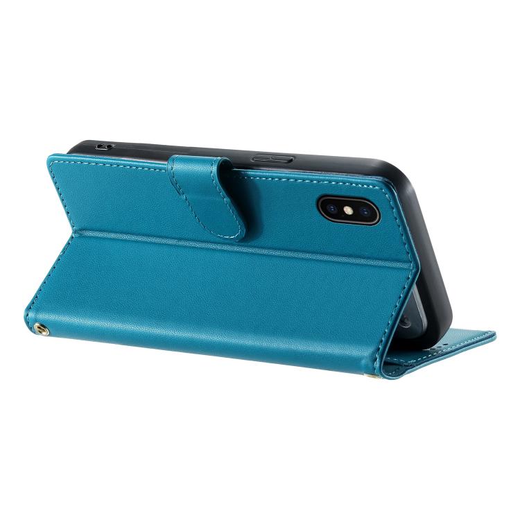 For iPhone X / XS Cute Cats Magnetic Closure Vegan Leather Phone Case with Strap