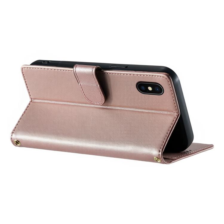 For iPhone X / XS Cute Cats Magnetic Closure Vegan Leather Phone Case with Strap