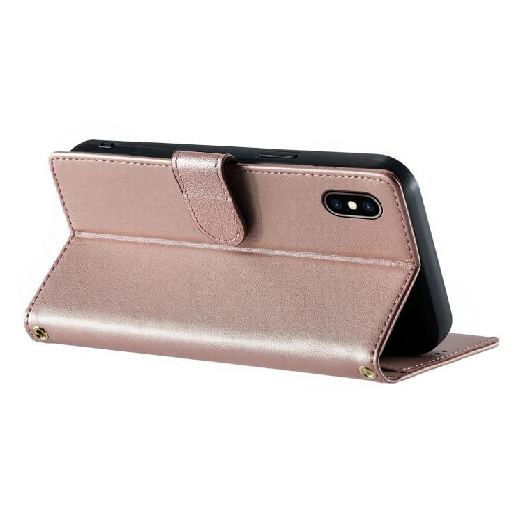 For iPhone XS Max Cute Cats Magnetic Closure Vegan Leather Phone Case with Strap