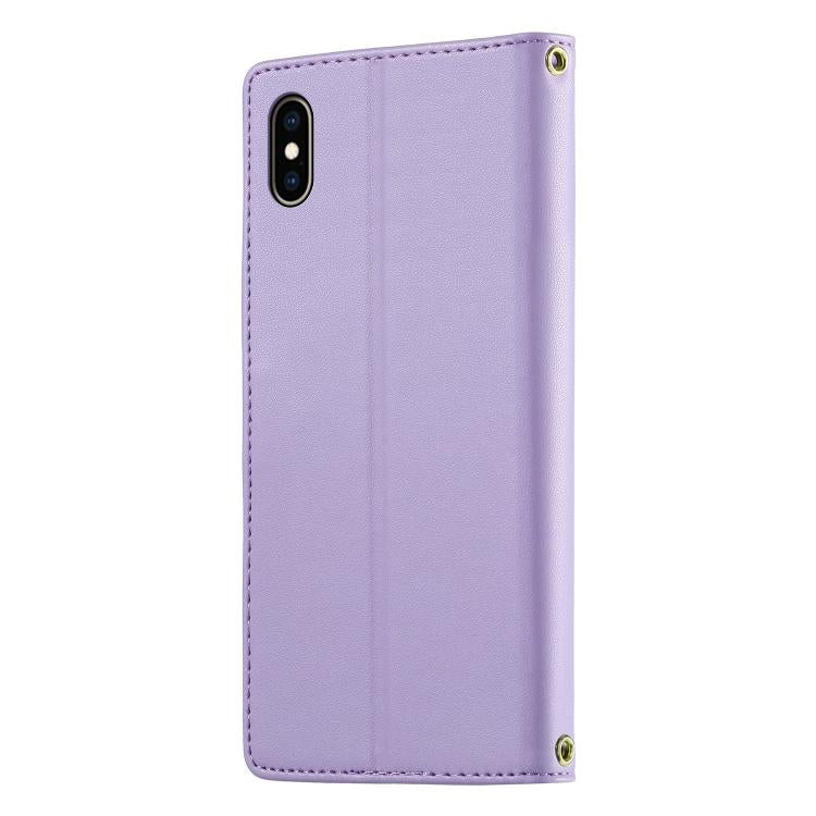 For iPhone XS Max Cute Cats Magnetic Closure Vegan Leather Phone Case with Strap