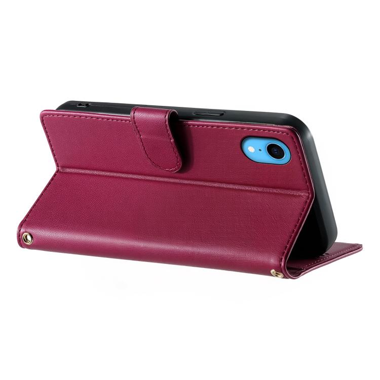 For iPhone XR Cute Cats Magnetic Closure Vegan Leather Phone Case with Strap