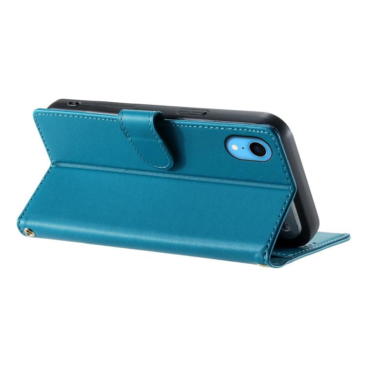 For iPhone XR Cute Cats Magnetic Closure Vegan Leather Phone Case with Strap