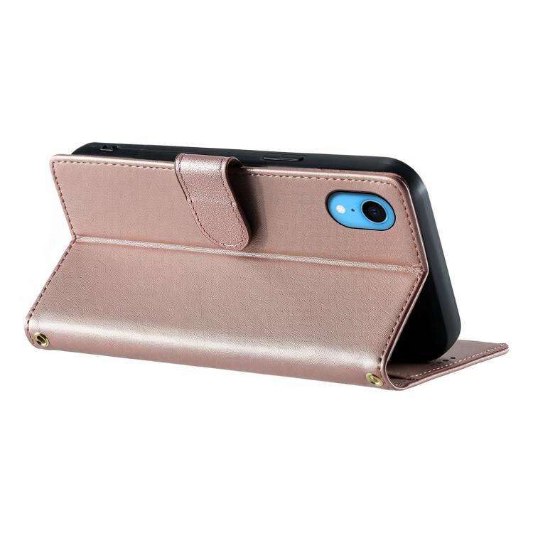 For iPhone XR Cute Cats Magnetic Closure Vegan Leather Phone Case with Strap
