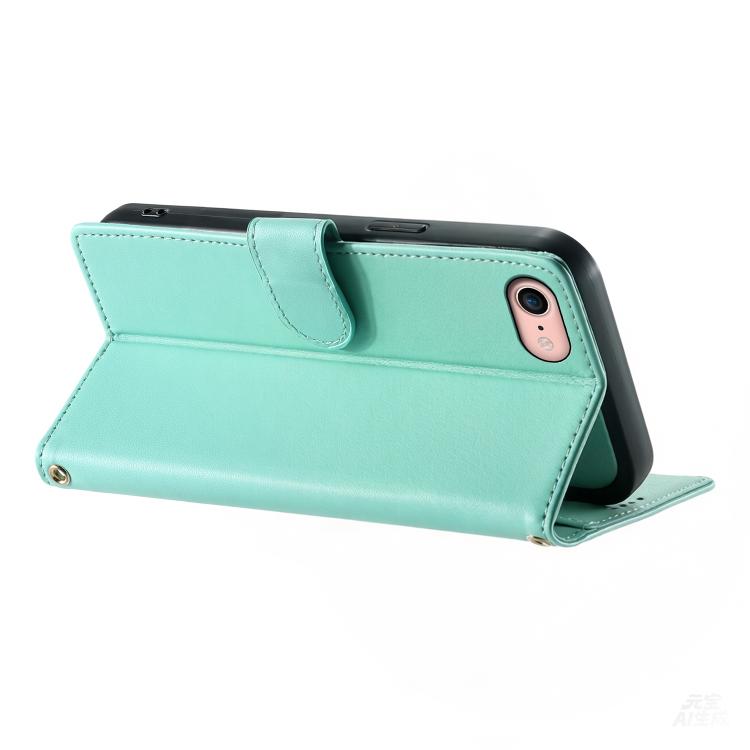 For iPhone SE 2022 / SE 2020 / 8 / 7 Cute Cats Magnetic Closure Vegan Leather Phone Case with Strap