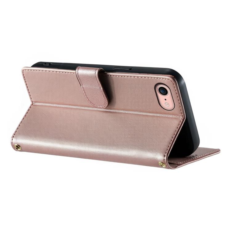 For iPhone SE 2022 / SE 2020 / 8 / 7 Cute Cats Magnetic Closure Vegan Leather Phone Case with Strap