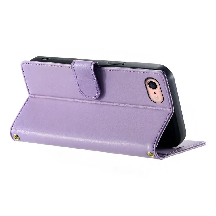 For iPhone SE 2022 / SE 2020 / 8 / 7 Cute Cats Magnetic Closure Vegan Leather Phone Case with Strap