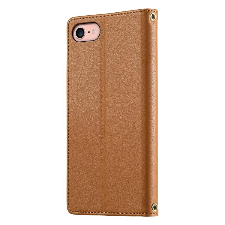 For iPhone SE 2022 / SE 2020 / 8 / 7 Cute Cats Magnetic Closure Vegan Leather Phone Case with Strap