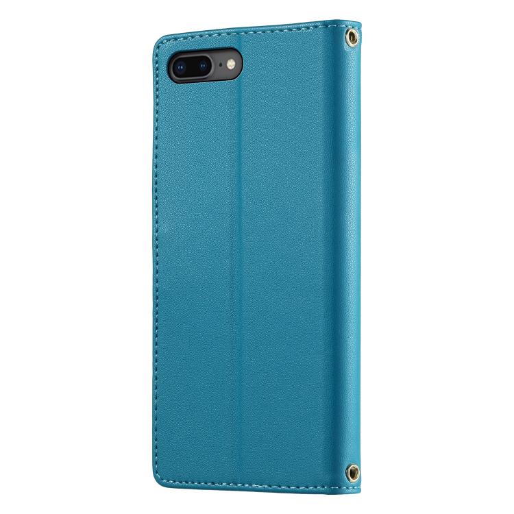 For iPhone 8 Plus / 7 Plus Cute Cats Magnetic Closure Vegan Leather Phone Case with Strap