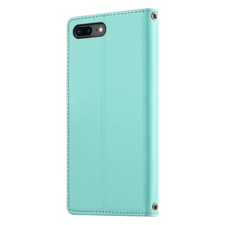 For iPhone 8 Plus / 7 Plus Cute Cats Magnetic Closure Vegan Leather Phone Case with Strap