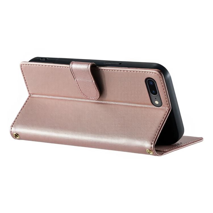For iPhone 8 Plus / 7 Plus Cute Cats Magnetic Closure Vegan Leather Phone Case with Strap