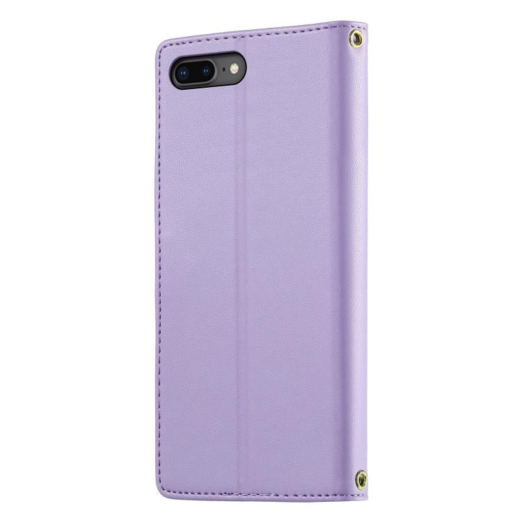For iPhone 8 Plus / 7 Plus Cute Cats Magnetic Closure Vegan Leather Phone Case with Strap