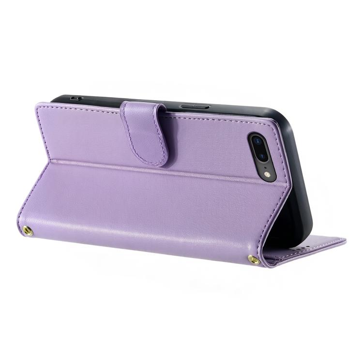 For iPhone 8 Plus / 7 Plus Cute Cats Magnetic Closure Vegan Leather Phone Case with Strap