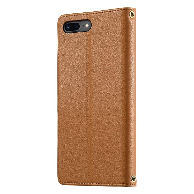 For iPhone 8 Plus / 7 Plus Cute Cats Magnetic Closure Vegan Leather Phone Case with Strap
