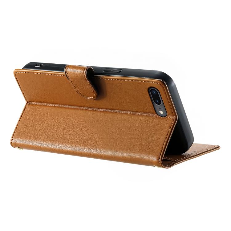 For iPhone 8 Plus / 7 Plus Cute Cats Magnetic Closure Vegan Leather Phone Case with Strap