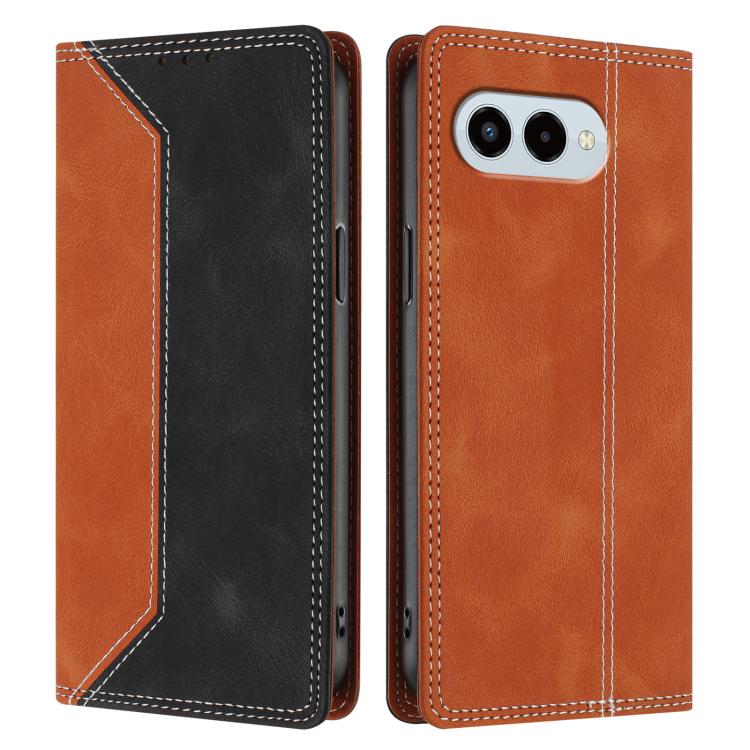 For T-Mobile Revvl 8 / T Phone 3 5G Skin Feel Two-tone RFID Blocking Vegan Leather Phone Case