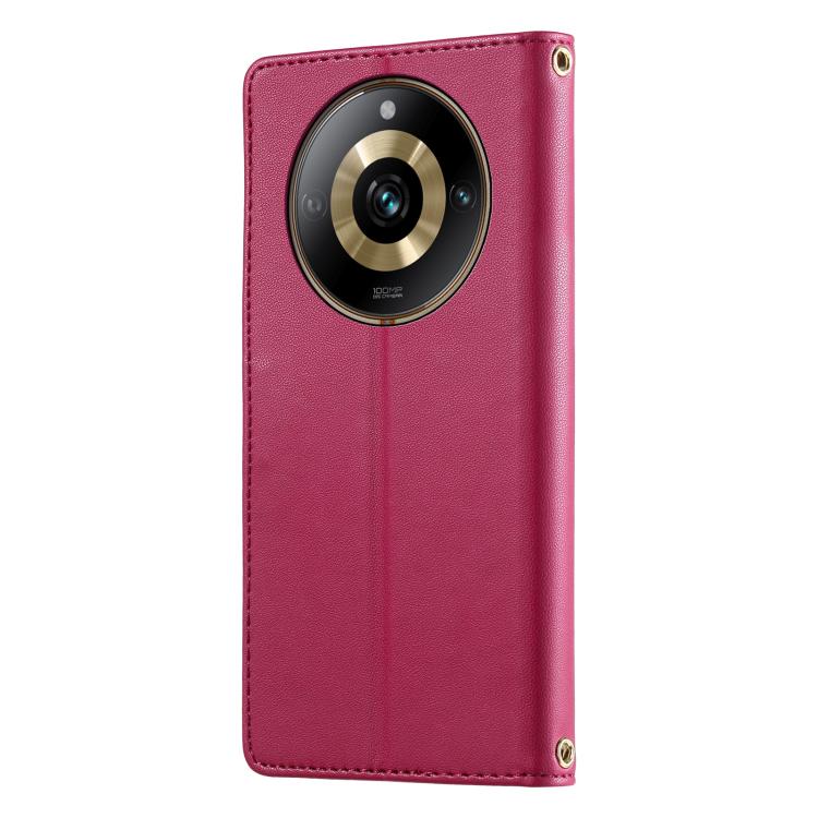 For Realme 11 Pro Cute Cats Magnetic Closure Vegan Leather Phone Case with Strap