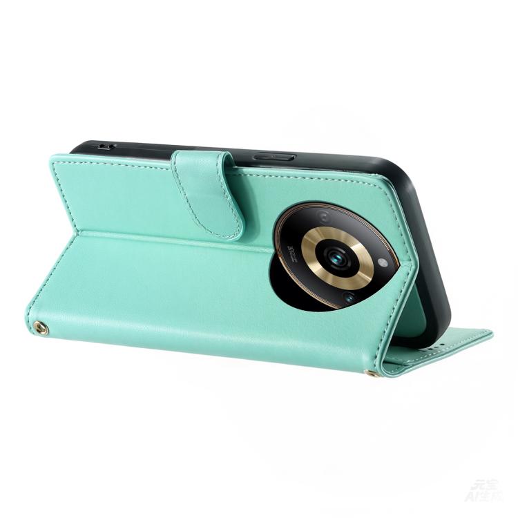 For Realme 11 Pro Cute Cats Magnetic Closure Vegan Leather Phone Case with Strap