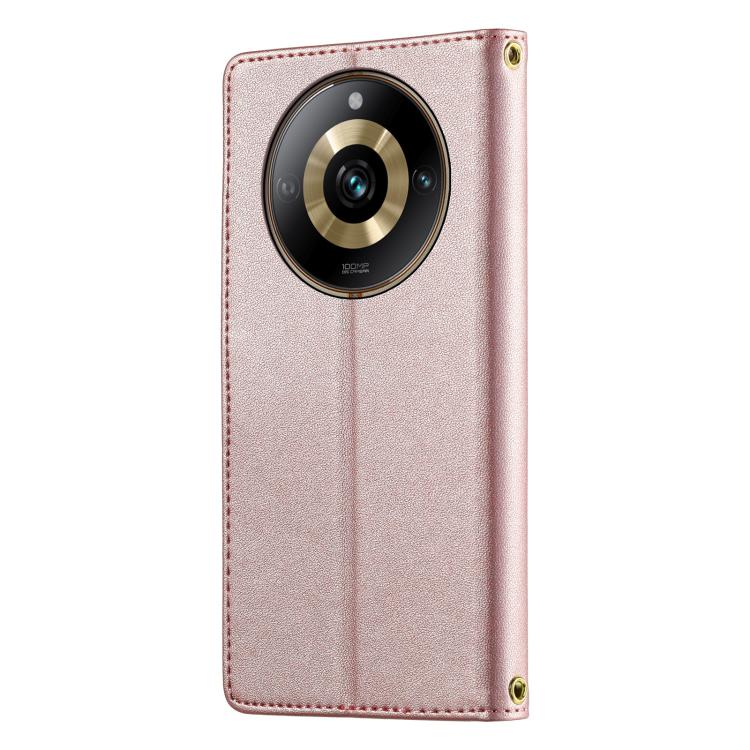 For Realme 11 Pro Cute Cats Magnetic Closure Vegan Leather Phone Case with Strap